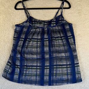 NWT VTG Y2K New York & Company Blue Plaid Fairy Tank Top Sleeveless Cami Medium